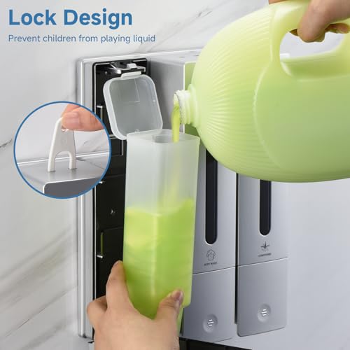 Shampoo and Conditioner Dispenser - Shower Soap Dispenser Wall Mounted No Drill - Shampoo Conditioner Body Wash Dispenser 3 Chamber - Easy Install for Bathroom Hotel Silver 1200ml - color: Silver 3