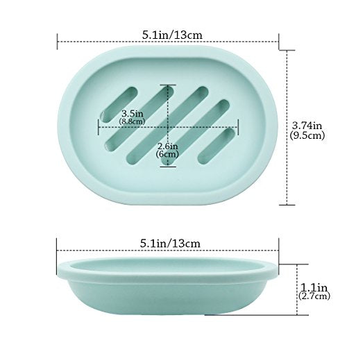 Topsky 2-Pack Soap Dish with Drain, Soap Holder, Soap Saver, Easy Cleaning, Dry, Stop Mushy Soap (Green) - color: Green