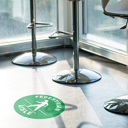 Pedestrian Aisle Floor Decals Green Anti-Slip Round Shape B Business Industrial Signs Stickers 17Inches Longer Side - size: 17inches Longer Side
