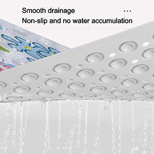 Bathtub Mats for Kids, Cartoon Bath Mats for Bathroom Non Slip, Large Washable Shower mats for Showers with Drain Holes and Suction Cups (Jellyfish, 40 X 16 Inch) - color: Jellyfish