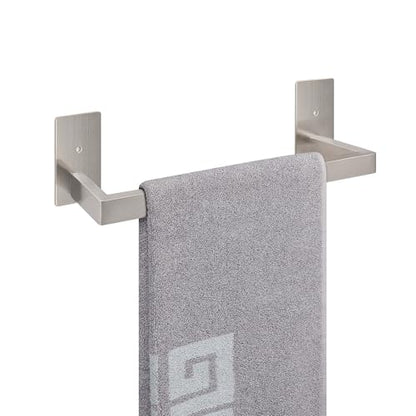 NearMoon Self Adhesive Bathroom Towel Bar, Stainless Steel Square Bath Wall Shelf Rack Hanging Towel Stick On Sticky Hanger Contemporary Style, Towel Rack Wall Mounted (12 Inch, Brushed Nickel) - color: Brushed Nickel, size: 12 Inch