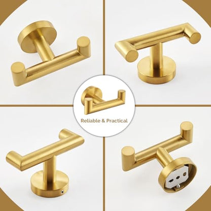 Angle Simple Towel Hooks 2 Pack, Double Bath Towel Holder Brushed Dark Gold | SUS304 Stainless Steel, Robe Coat Wall Hook for Bathroom Entryway Closet, Screws Mount - color: Brushed Dark Gold, size: 2 Pack