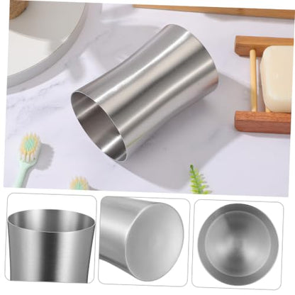 Ipetboom Stainless Steel Toothbrush Tumbler Cup for Bathroom Travel Use Smooth Polished Surface Multi Functional Water and Beverage Holder Single Travel Cup for Couples