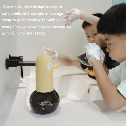 Kids Automatic Soap Dispenser - Cute Duck Touchless Foaming Hand Soap Dispenser, Waterproof USB Rechargeable, Hand- Free Shampoo Dispensers for Bathroom, Kitchen Countertop, Preschool - color: Yellow Duck