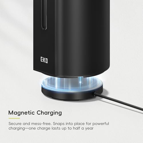 EKO Aroma Pro 13.5 fl oz Touchless Automatic Liquid Soap Dispenser, Rechargeable Hand & Dish Soap Dispenser for Bathroom and Kitchen, Waterproof, Adjustable Volume Control (Matte Black) - color: Matte Black, size: 13.5 oz (Premium Wireless Charging)
