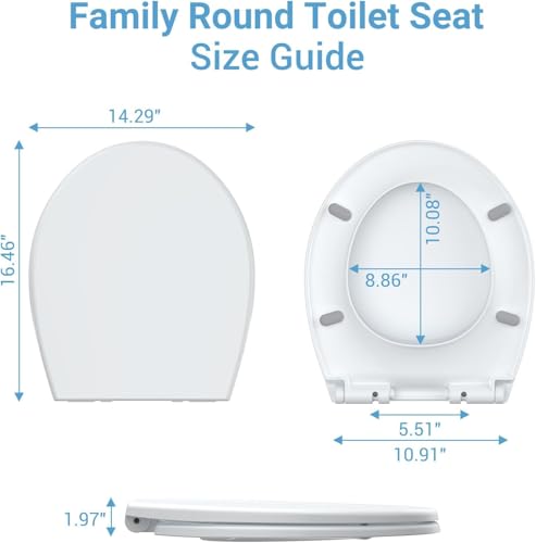Round Soft Close Short Toilet Seat with Magnetic Non-Slip Hinge, Quick-Release Function, American Standard Fit, White - color: Mother-child cap-02, size: Round