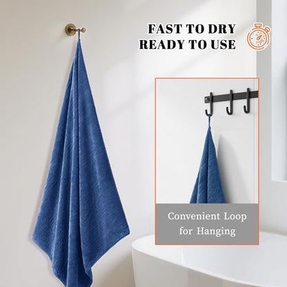 Bath Towels Set of 4 Extra Large 35 x 70 Inches,Luxury Thick High Absorbent and Quick Dry Bath Sheet,Ultra Soft Microfiber,Bathroom,Beach,Yoga,Sport,SPA,Fitness (Navy Blue) - color: Navy Blue, style: 4 Piece Bath Towels
