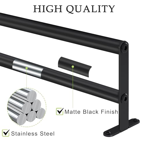 Double Towel Bar, 24 Inch Towel Racks for Bathroom, Stainless Steel Bathroom Towel Holder, Towel Rack Wall Mounted Towel Hanger Towel Rod, Matte Black - size: 24 Inch