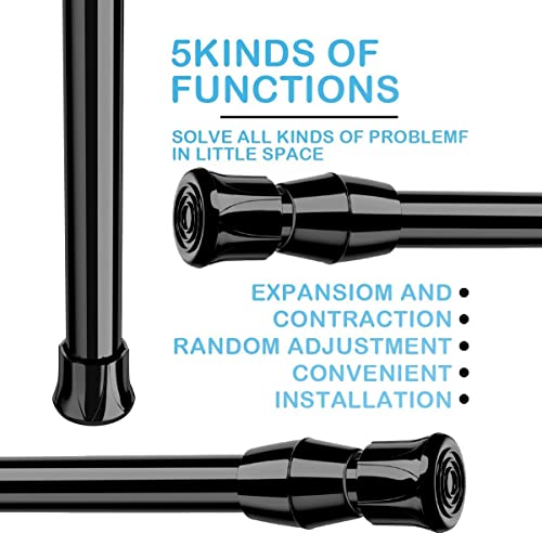Spring Tension Curtain Rods Short Tension Rod (Black,17" to 28"-3Pcs) - color: Black, size: 17" to 28"-3Pcs