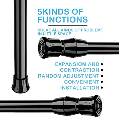 Spring Tension Curtain Rods Short Tension Rod (Black,17" to 28"-3Pcs) - color: Black, size: 17" to 28"-3Pcs