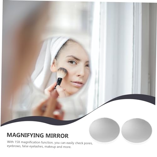 Mikinona 2pcs Suction Cup Magnifying Mirror Lighted Makeup Mirror Magnification Wall Mount for Bathroom
