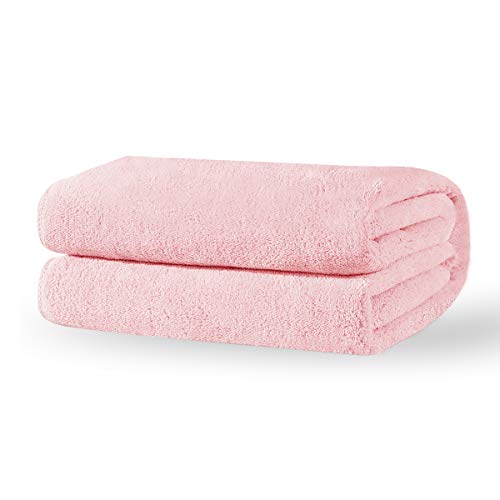 Xinrjojo Single Microfiber Quick Dry Bath Towel Super Soft Plush Highly Absorbent- Pink - color: Pink