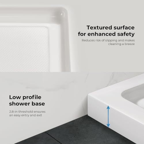 OVE Decors 54x36" Shower Base, White - size: 54 x 36, style: Side Drain