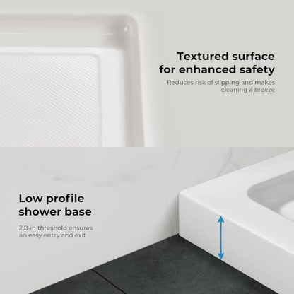 OVE Decors 54x36" Shower Base, White - size: 54 x 36, style: Side Drain