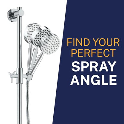 HammerHead Showers® Solid Metal 27.5 Inch Shower Slide Bar Set and Handheld Shower Head with Hose — CHROME — 2.5 GPM High Pressure Spray Wand — Easily Adjust Height & Angle of Handshower - color: Chrome, size: 2.5 GPM