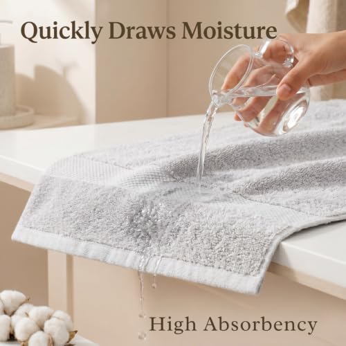 Maisonette Elegance 100% Organic Cotton Turkish Bathroom Towels Set, Ideal Quick Dry Luxury Washcloths, Hand & Large Luxury Bath Towels for Shower (6 Pack), Pewter - color: Pewter, style: Bath Towel Set - 6 Piece