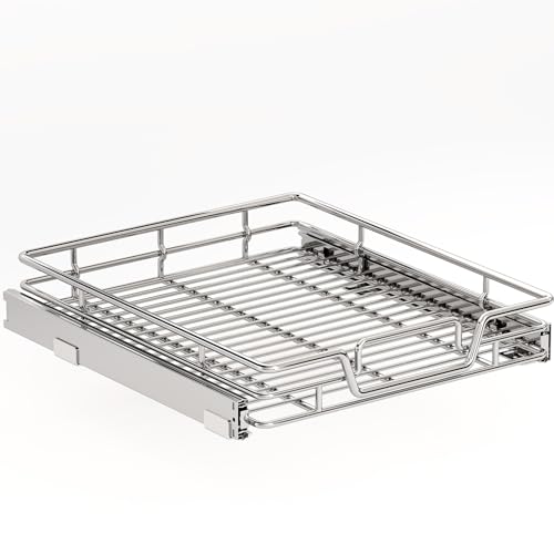 Kitchen Cabinet Pull Out Shelf and Drawer Organizer Slide Out Pantry Storaqe Basket in Multiple Sizes (17" W x 18" D,1 Tier) - size: 17" W x 18" D,1 Tier