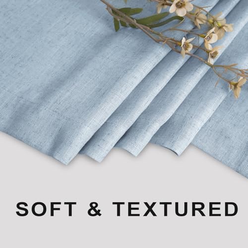 KOUFALL Light Blue Waterproof Linen Fabric Shower Curtain for Bathroom 36x72 Inches Long - color: Light Blue, size: 36"W x 72"L (Pack of 1)
