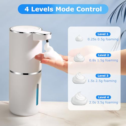 4 Pack Automatic Soap Dispensers,12.8oz/380ml USB Touchless Automatic Foaming Soap Dispenser,Rechargeabled Wall Mounted Smart Soap Dispenser for Bathroom Kitchen Dish Soap - color: White, size: Foam x2 (Pack of 2)