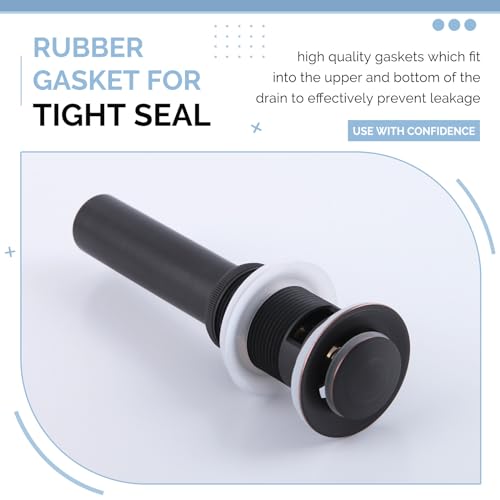 Angle Simple Bathroom Sink Drain Stopper with Overflow, Oil-Rubbed Bronze | Brass Pop Up Vanity Sink Drain Stopper, Fits Lavatory & Vanity Sink with 1.61 to 2 Inches Drain Hole - color: Oil-rubbed Bronze