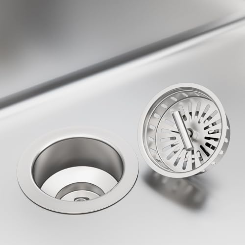 KONE Kitchen Sink Stopper Strainer Replacement for KONE 9171 Standard 3-1/2 Inch Spin and Seal Drains with Threaded Stopper Function, Stainless Steel Twist Lock Basket Strainer Replacement - color: Silver