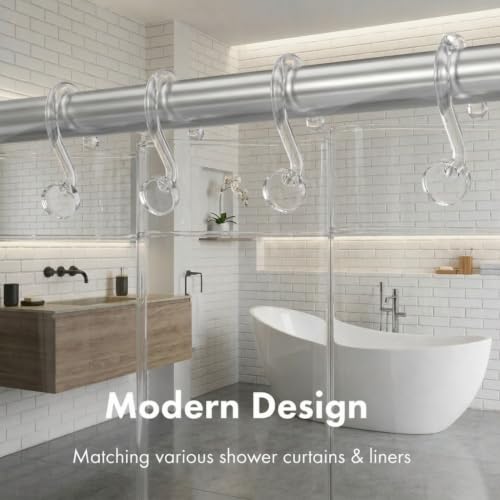 Bathway Plastic Shower Curtain Hooks, 12 Pcs, Clear, Decorative Hooks | Waterproof, Rust-Proof, Sturdy, Wear-Resistant, Drop-Proof, Multifunctional, Easy to Install, Classic and Attractive - color: Clear