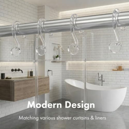 Bathway Plastic Shower Curtain Hooks, 12 Pcs, Clear, Decorative Hooks | Waterproof, Rust-Proof, Sturdy, Wear-Resistant, Drop-Proof, Multifunctional, Easy to Install, Classic and Attractive - color: Clear