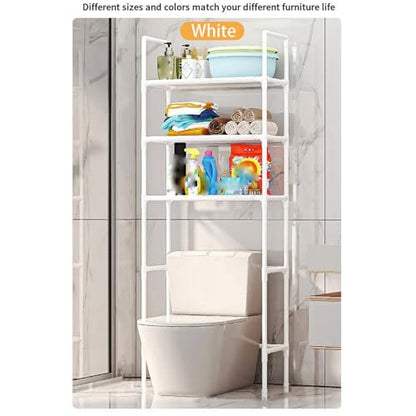 3-Tier Over The Toilet Storage, Space Saver Stainless Steel Bathroom Shelves, Freestanding Above Over Toilet Storage Shelf for Bathroom - color: White