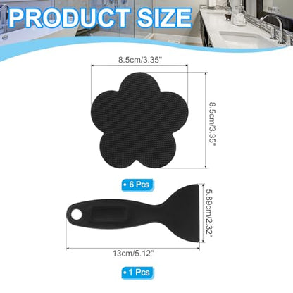 PATIKIL Bathtub Non Slip Stickers 3.4 x 3.4 Inch, 6 Pack Star Safety Shower Floor Anti Slip Stickers with Adhesive Decals Scraper for Bath Tub Shower Floor Stair, Black
