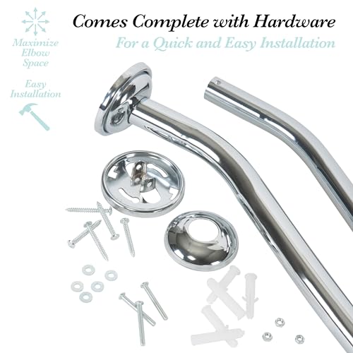Bath Bliss Curved Shower Rod | Adjustable 42"-72" Inch | Bathroom Shower Curtain and Liner Rod | 33% More Space | Wall Mounted | Easy Installation | Chrome - color: Chrome