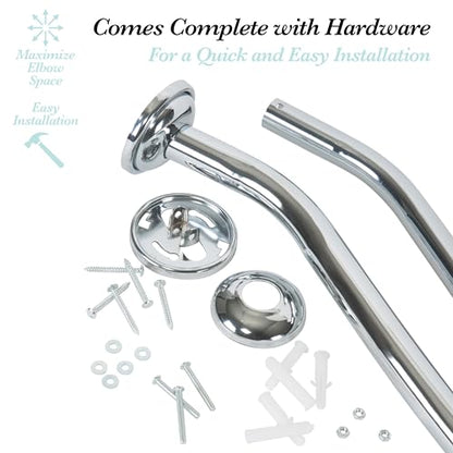 Bath Bliss Curved Shower Rod | Adjustable 42"-72" Inch | Bathroom Shower Curtain and Liner Rod | 33% More Space | Wall Mounted | Easy Installation | Chrome - color: Chrome