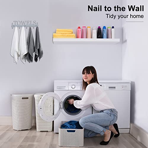 Azmoncy Over The Door Hooks, Heavy Duty Wall Mount Towel Hanger with 8 Hooks for Bedroom, Bathroom, Kitchen Towels, Silver - color: Silver