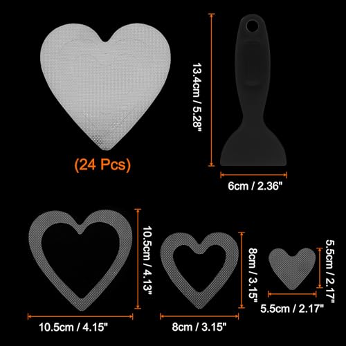 HARFINGTON 24pcs Non Slip Bathtub Stickers Bath Shower Floor 4" Anti-Slip Adhesive Sticker Tape Heart Style Decals with Scraper for Bathroom Kitchen Bathtub Treads Stairs, Transparent - color: Transparent