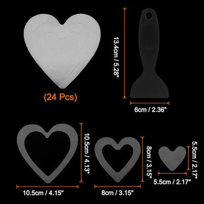 HARFINGTON 24pcs Non Slip Bathtub Stickers Bath Shower Floor 4" Anti-Slip Adhesive Sticker Tape Heart Style Decals with Scraper for Bathroom Kitchen Bathtub Treads Stairs, Transparent - color: Transparent