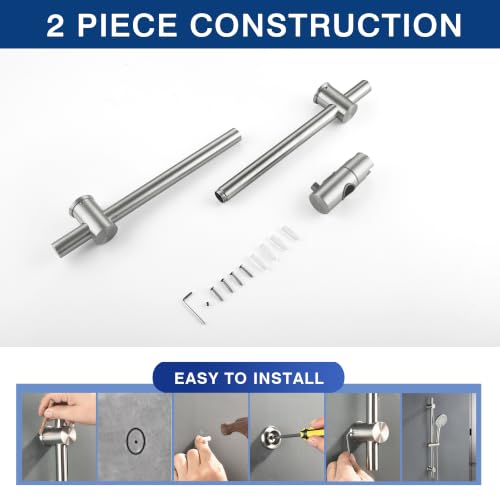 Shower Slide Bar with Adjustable 5-Function Handheld Shower Head & 59-Inch Hose – Stainless Steel Wall Mount Shower Slide Bar Set, Drilling Required(Brushed Nickel) - color: Brushed Nickel