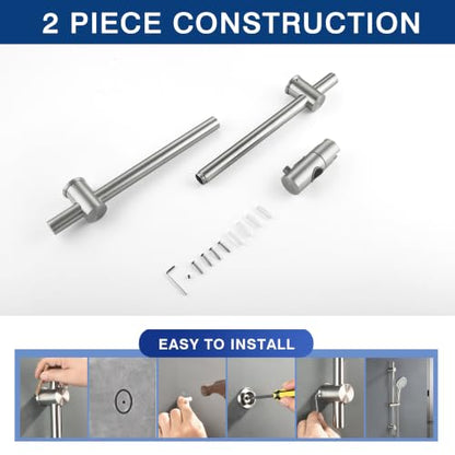 Shower Slide Bar with Adjustable 5-Function Handheld Shower Head & 59-Inch Hose – Stainless Steel Wall Mount Shower Slide Bar Set, Drilling Required(Brushed Nickel) - color: Brushed Nickel
