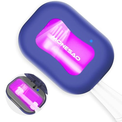 MONESAO Toothbrush Sanitizer Covers, Toothbrush Case with Violet Light | Rechargeable Cleaner Case - Auto Home Travel Tooth Brush Cap Box for Any Electric and Manual Toothbrushes (Purple) - color: Purple