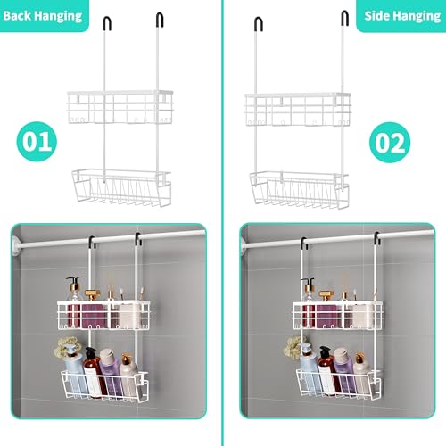HapiRm Hanging Shower Caddy Organizer - No Drilling Shower Organizer with Inclined Shelf, Rustproof & Waterproof 304 Stainless Steel Bathroom Caddy - White - color: White-Inclined Shelf