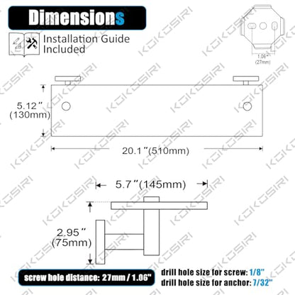KOKOSIRI Wall Shelves Bathroom Hardware Glass Floating Shelf 20-Inch for Bedroom, Living Room, Kitchen, Hanging Rack Champagne Bronze B1105CPG-L20 - color: Champagne Bronze, size: 20-Inch
