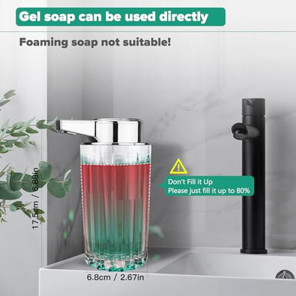Automatic Soap Dispenser Liquid for Kitchen: 11 OZ Glass Touchless Clear Auto Soap Dispenser for Bathroom - Hand Dish Lotion Home Countertop Kids - Family Couple - color: Vertical Stripe Style Liquid