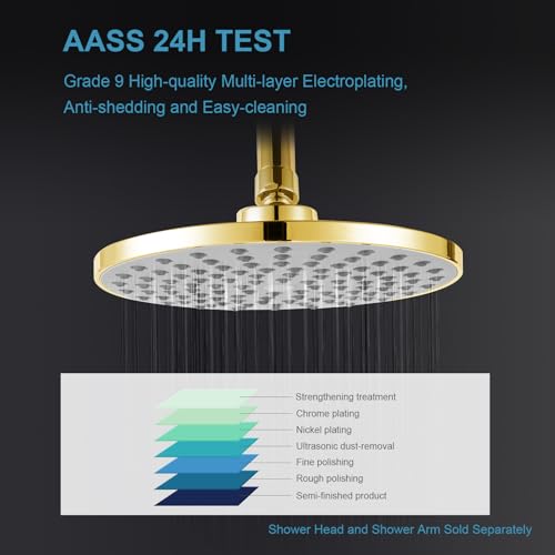 OFFO Shower Arm with Flange, 24 in Bright Gold Wall Mount Replacement Angle Shower Head Arm Wall-Mounted For Fixed Shower Head & Handheld Showerhead - color: Bright Gold, style: 24 in