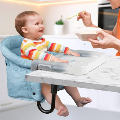Hook On Chair with Removable Dining Tray,Portable Hook-On Chairs with Storage Bag,for Home and Travel(Sky Blue) - color: Sky blue with tray