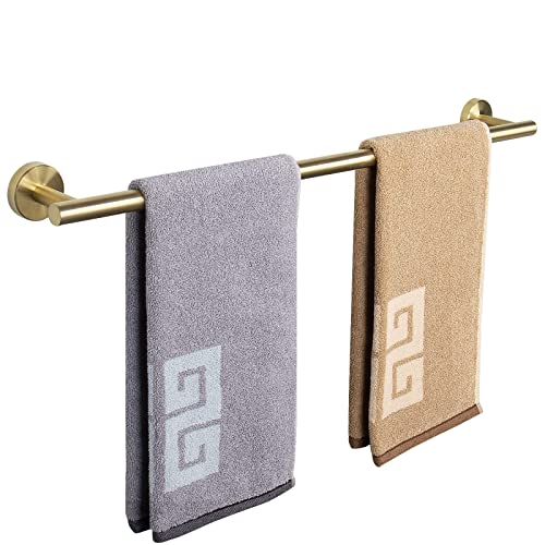 NearMoon Bath Towel Bar, Thicken Stainless Steel Shower Towel Rack Holder Wall Mounted for Bathroom, 26-lnch Overall Length-24-lnch Usable Hanging Space (1 Pack, Brushed Gold) - color: Brushed Gold, size: 26 Inch