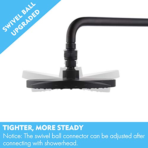 KES Shower Head Swivel Ball Joint Shower Connector Adapter Brass Adjustable | Shower Arm Extension Universal Component Matt Black, PSB101-BK - color: Matte Black