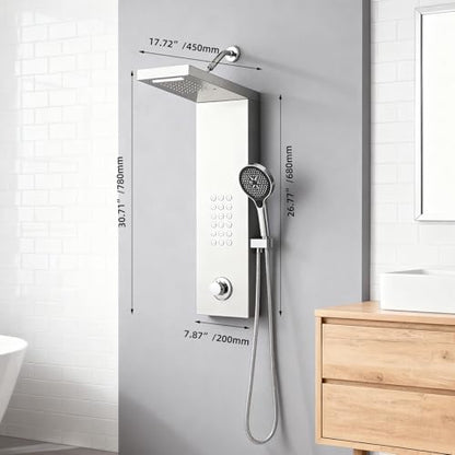 Shower Panel Tower System,Rain Shower Head Rainfall | Waterfall Shower,Handheld High Pressure Rain Massage System(Silver) - color: Silver, style: Normal