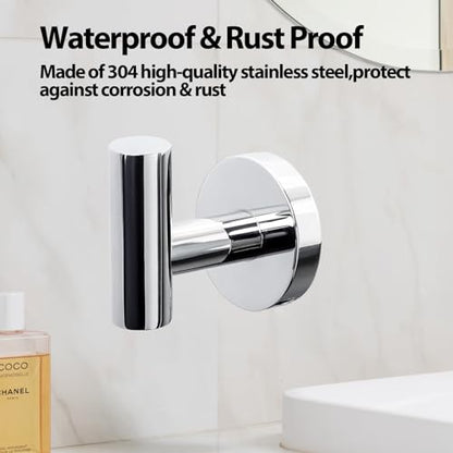 Kruodop Towel Hooks for Bathroom,6 Packs Wall Mount Towel Holder,Black Matte Wall Robe Hook,Stainless Steel Heavy Duty Door Hanger Towel Hook for Kitchen, Bedroom,Hotel,Pool,Coats - color: 6pcs Chrome Finish