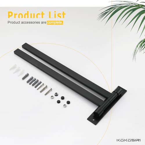 KOKOSIRI Bathroom Towel Bars Swivel Towel Rails Matte Black Swing Out Hand Towel Holder 2-Arm for Bath Kitchen Wall Stainless Steel B5007BK-A2 - size: 2-Bar