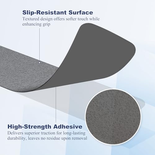 56 PCS Shower Floor Non Slip Stickers with Strong Adhesive, Invisible & Durable Anti Slip Shower Stickers with Scraper for Bath Tub, Pools and Stairs，Gray