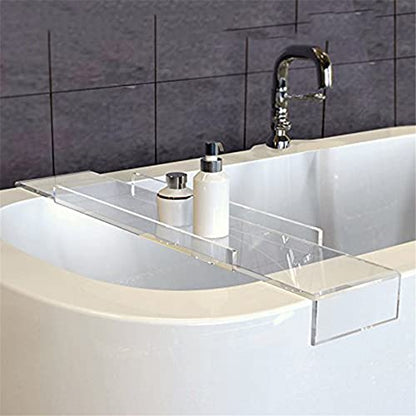 WANLIAN Luxury Bathtub Caddy Tray for Bathroom and Shower Storage - Clear Handles - color: Clear Handles
