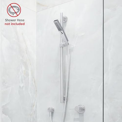 G-Promise All Metal Square 3 Function Handheld Shower Head(Chrome) | All Metal Construction, 3 Function Modes with Massage, Modern Look, Push Switch, Easy Installation - color: Chrome, style: Square
